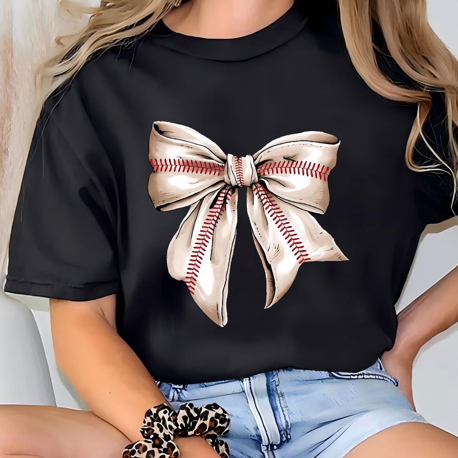 Baseball Coquette Bow Shirt, Baseball Lover Shirt, Coquette Aesthetic Shirt, Baseball Hoodie, Baseball Gift, Coquette Tee, Gift For Her T-shirt