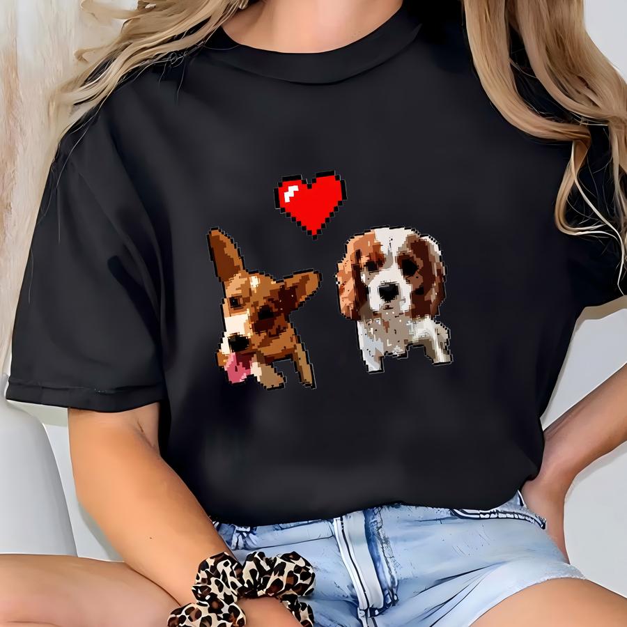 Custom Pet Pixel Art From Photo Tee, Dog Custom, Personalized Gift, Funny Cat Gift T-shirt