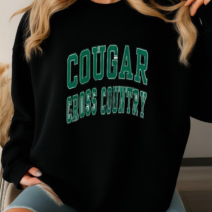 Vintage Cougar Cross County Sweatshirt Cougar Pullover Sweater Cross County Crewneck Jumper Cougar Cross County Print Graphic Logo Gray Sweatshirt