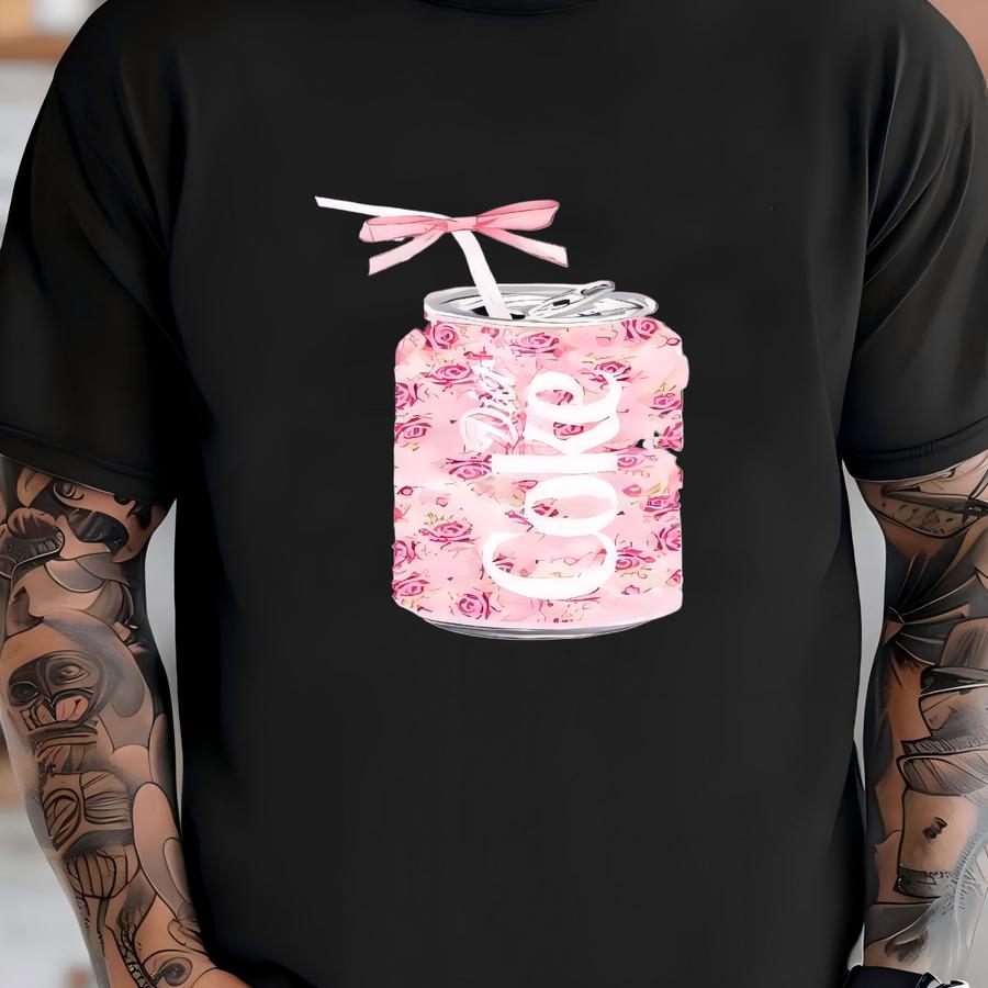 Coquette Diet Coke Sweatshirt, Floral Diet Coke Hoodie, Cute Baby Pink Bow Hoodie, Soda Can With Roses T-shirt