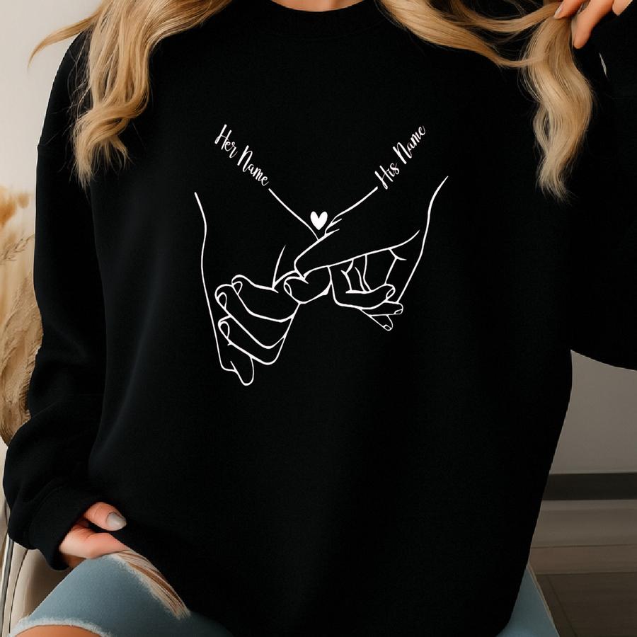 Custom Holding Hands Hoodie, Valentine Day Gift, Valentines Day Hoodie, Personalization Valentines Hoodie, Custom Love Shirt, Couple Hoodie Sweatshirt