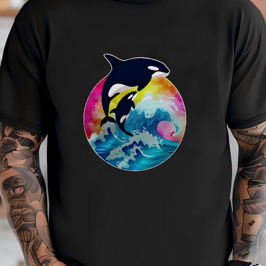 Orca Whale Japanese Art Style Hoodie, Ocean Wave Hoodie, Unisex Graphic Sweatshirt, Nature Inspired Clothing, Gift Idea T-shirt