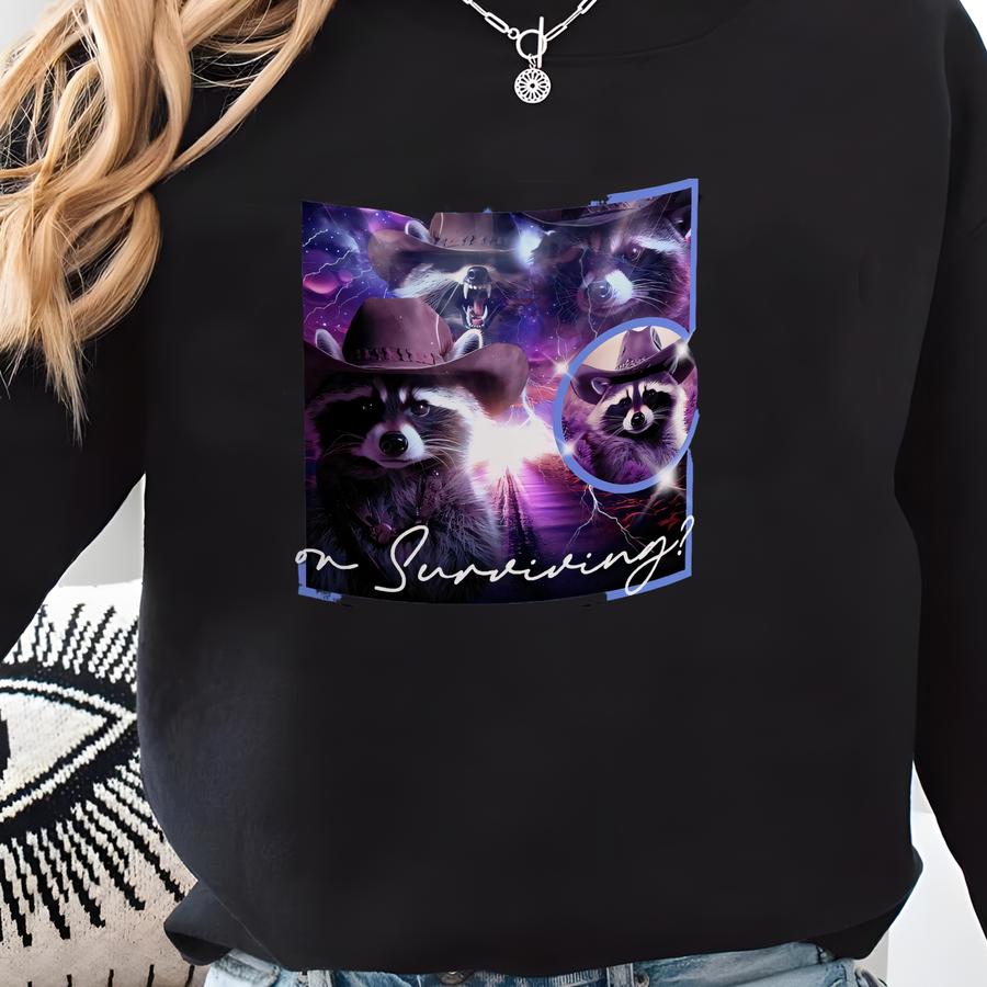 Am I Existing Or Surviving? Funny Raccoon Mid Life Crisis Mug 11oz Sweatshirt