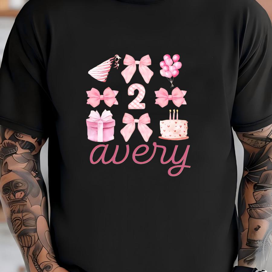 Bow 2nd Birthday Shirt, Bow Birthday, Coquette Birthday, Girl Birthday, Pink Bow Outfit, Pink Bow Party Outfit, 2nd Birthday, Personalized T-shirt