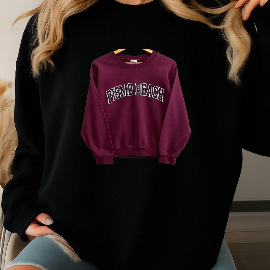 Vintage Y2k Pismo Beach Maroon Sweatshirt Small Pismo Beach Crewneck Pismo Beach Sweater Pullover Spell Out Printed Logo Pismo Beach Jumper Sweatshirt