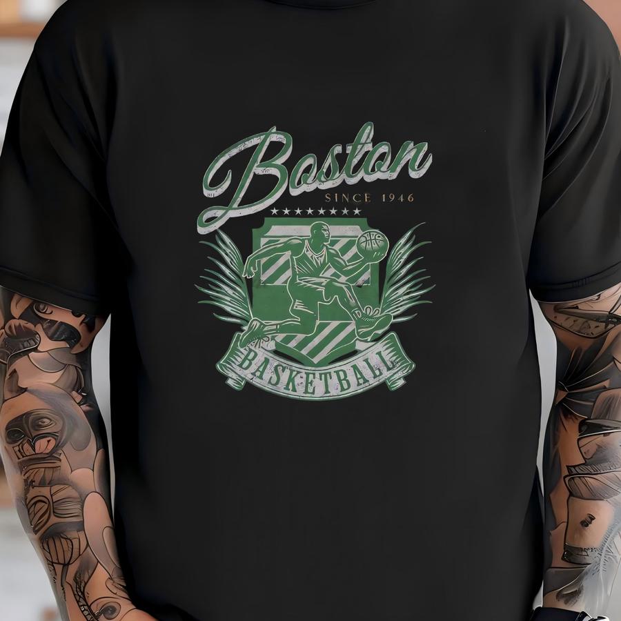 Vintage Boston Basketball Crewneck, American Sports Sweatshirt, Us Sports Clothing, Basketball Fan Gift, Basketball Varsity Apparel T-shirt