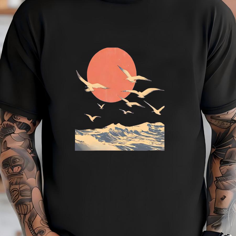 Retro Ocean Sunset Hoodie - Surfing Graphic Tee With Waves And Sunset - Beach Lover Shirt For Tropical And Summer Adventures T-shirt