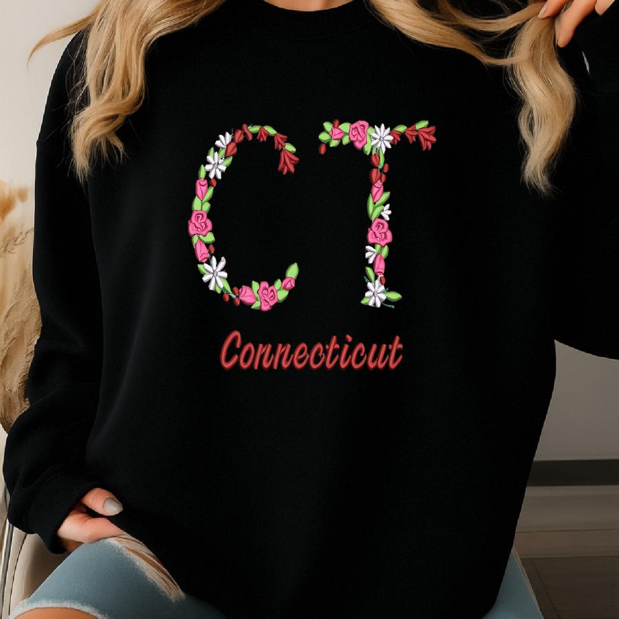 Connecticut Sweatshirt: Floral State Pride Sweater Sweatshirt