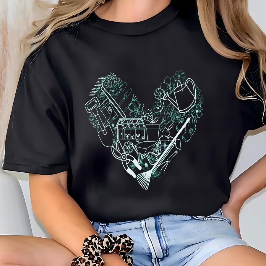 Garden Heart Shirt, Plant Lover Shirt, Gardener T Shirt, Farmer T Shirt, Flower Heart Shirt, Gift For Gardeners, Gardening Lover Graphic Tee T-shirt