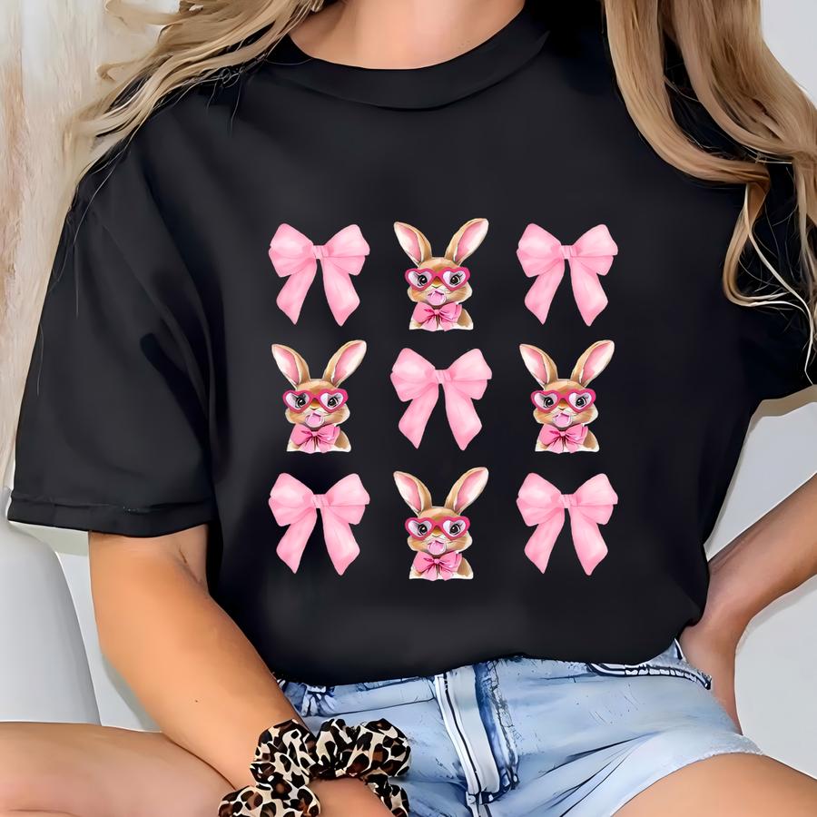 Coquette Bow Easter Day Shirt, Easter Bunny Shirt, Bunny Bow Shirt, Easter Bunny Coquette Tee, Happy Easter Coquette Bow Tee, Cute Bunny Tee T-shirt