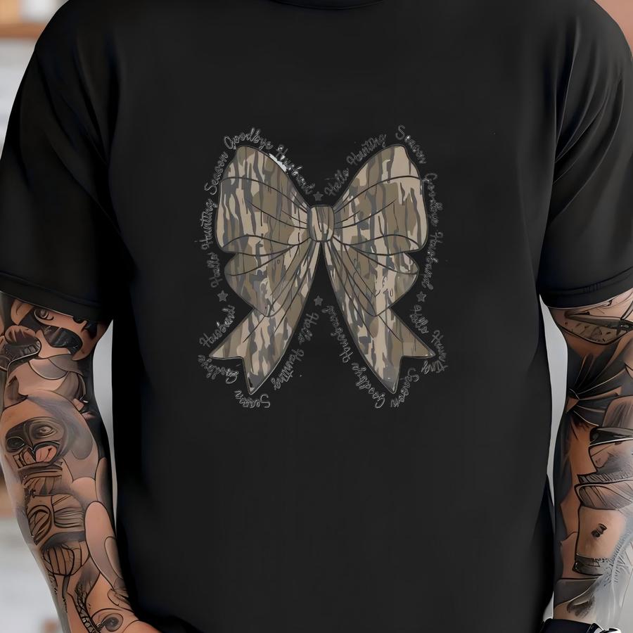Goodbye Husband Camo Bow Crewneck Tee T-shirt