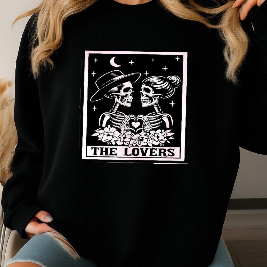 Skeleton Tarot Shirt: Gothic Valentine's Day Tee Sweatshirt