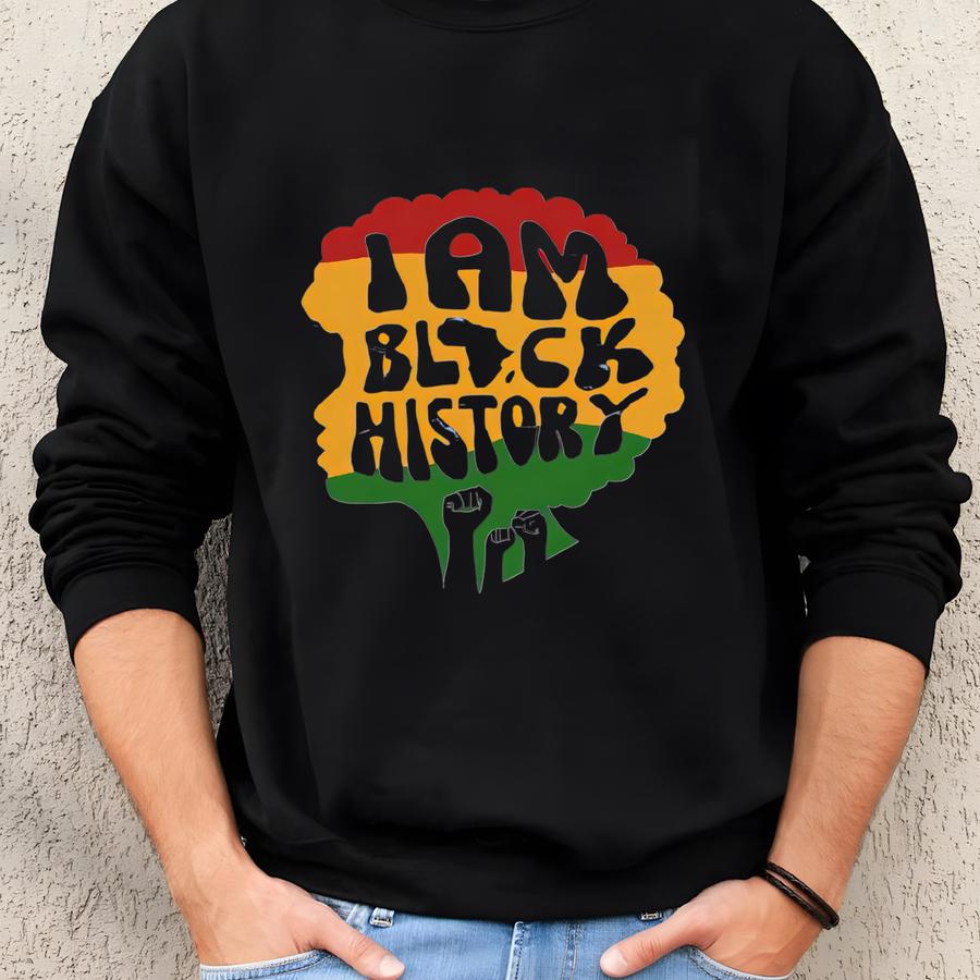 Black History Month Long Sve Tee, Vintage Feel Cotton Sweatshirt