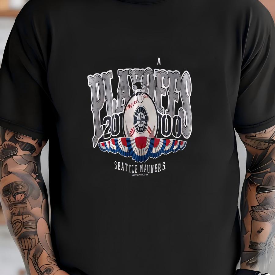 Vintage 2000's Y2k Seattle Mariners Mlb Baseball Playoff Hoodie - Large T-shirt