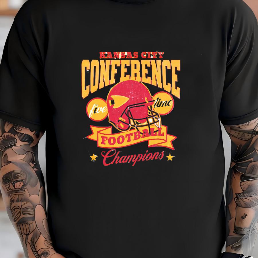 Kansas City Conference Champions Sweatshirt, Chief Five Time Champs Crewneck, Arrowhead Sve Design, Football Fan Gift, Chief Fan Gift T-shirt