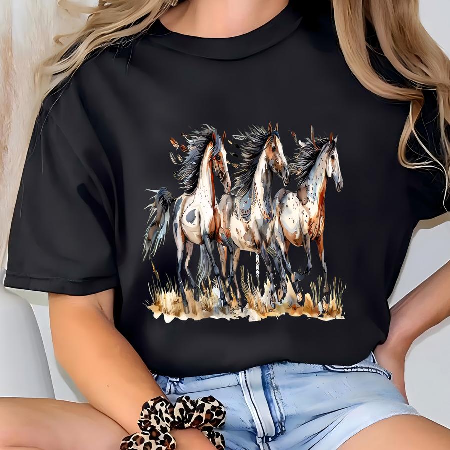 Western Horses Sweatshirt, Cute Western Horses Shirt,horse Lovers Holiday Gift, Western Gift,cowgirl Gift,cute Women Gift,cowboy Shirt T-shirt