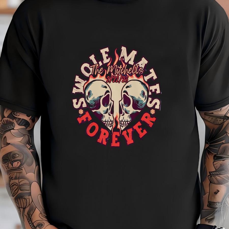 Custom Swole Mates Forever Shirt, , Couples Gym Shirt, Newlyweds Pump Cover, Weightlifting Tee, Anniversary Gift For Gym Rat T-shirt