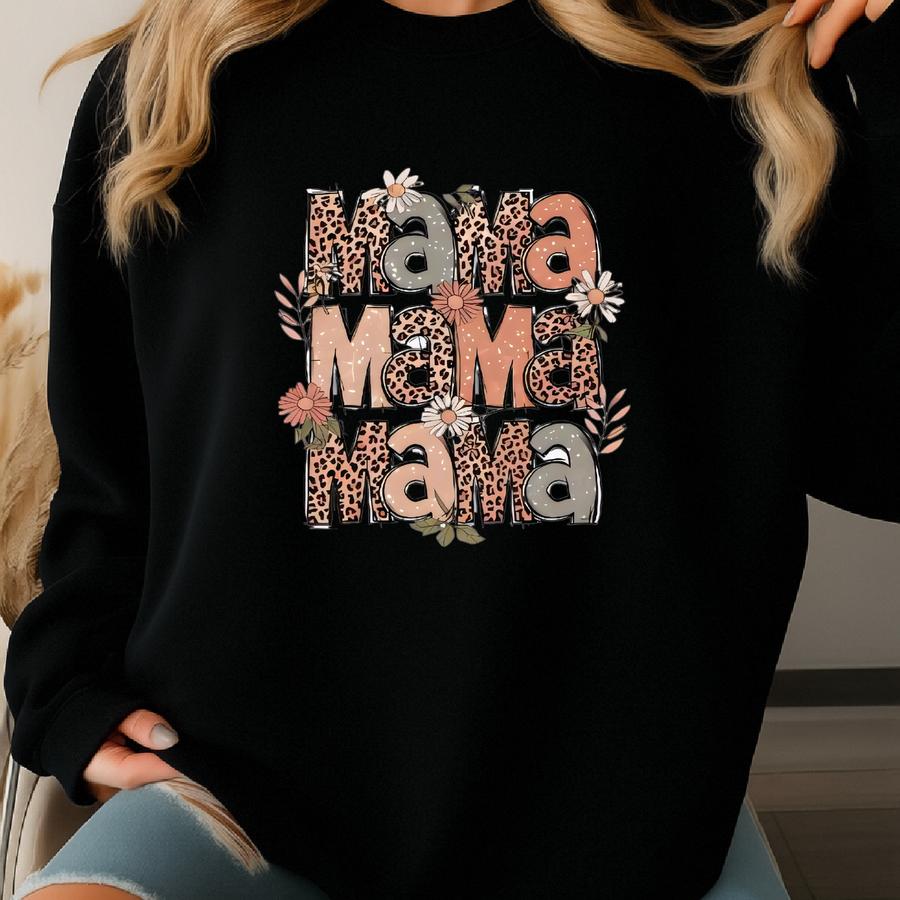 Leopard Floral Mama Shirt, Mother's Day Gift, Mommy Tee Sweatshirt