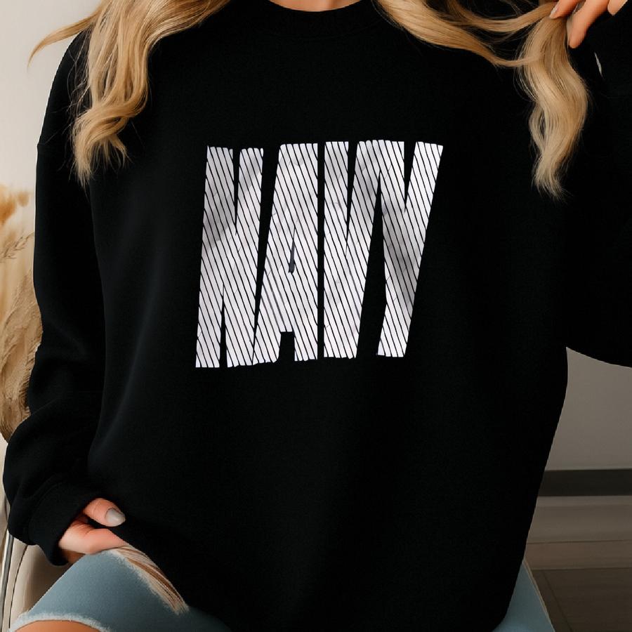 Vintage Navy Spellout Military Style Back Front Print Crewneck Sweatshirt S Size Sweatshirt