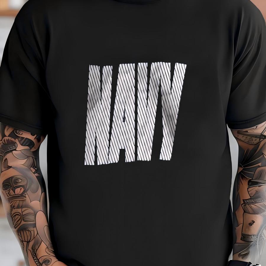 Vintage Navy Spellout Military Style Back Front Print Crewneck Sweatshirt S Size T-shirt