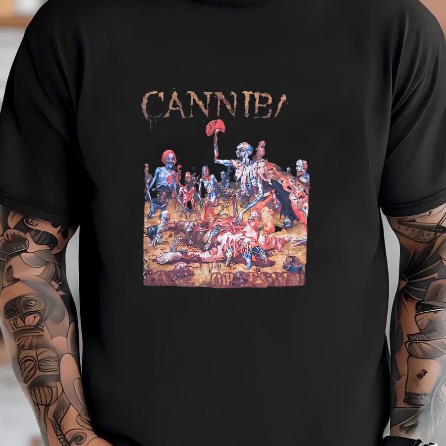 Vintage Cannibal Corpse Infesting America 2002 Black Cotton Crewneck Hoodie Size 2xl Extra Large Concert Tour Nu Metal Y2k Band Black T-shirt