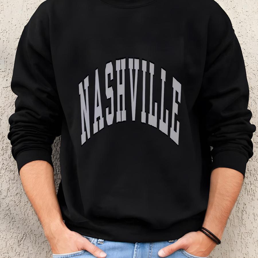 Nashville Crewneck Vintage Tennessee Sweatshirt Cozy Music City Pullover Urban Style Sweater Country Gift For Men And Women Fashion Sweatshirt