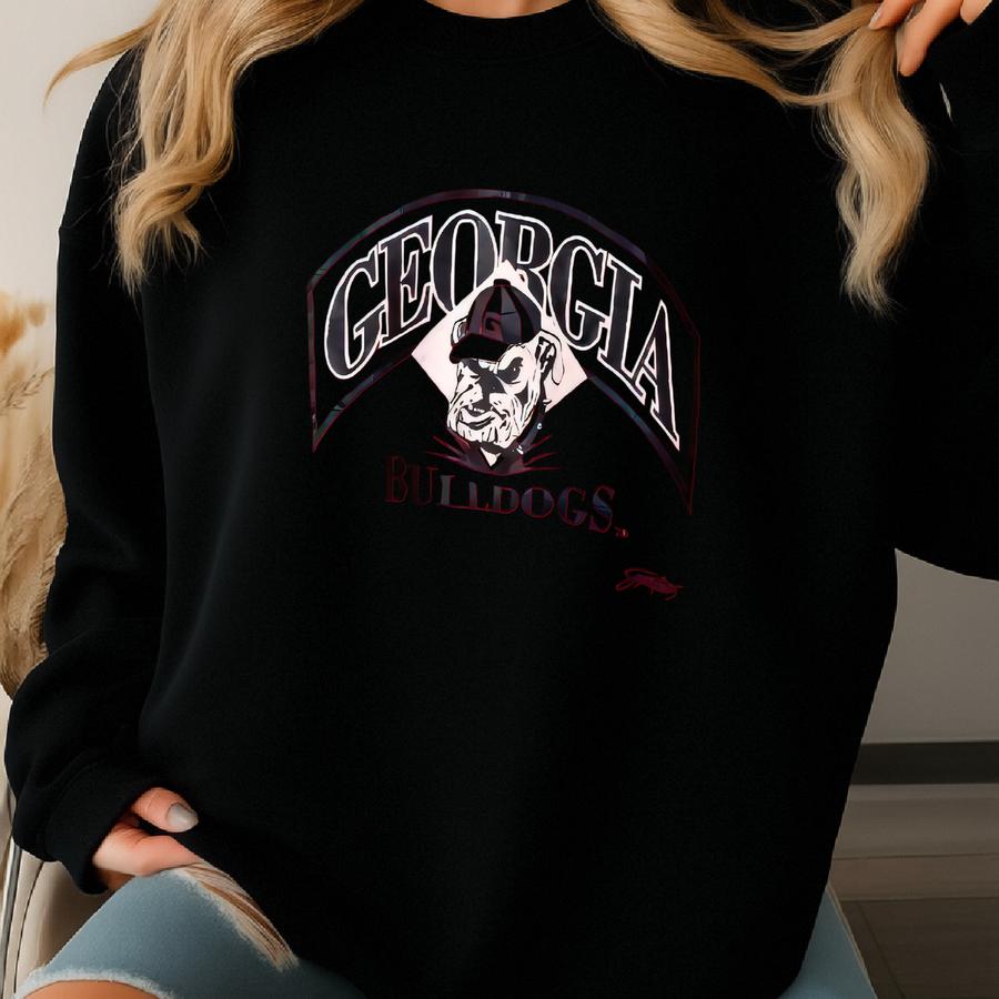 90s Ncaa University Of Georgia ‘bulldogs’ Crewneck Sweatshirt Print Logo Red Color Men’s Xs Sweatshirt