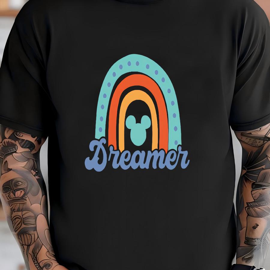 Rainbow Dreamer Mouse Head Hoodie, Magic Kingdom Shirt, Funny Hoodie, Family Travel Shirts, Mouse Ears Tee Shirt, Dreamer Shirt -tc030 T-shirt