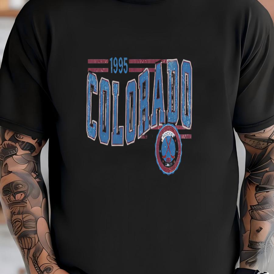Colorado Hockey Vintage Crewneck Sweatshirt, Retro Avalanche Hockey Team Sweatshirt, Unisex Sve Print Distressed Shirt, Hockey Fan Gift T-shirt