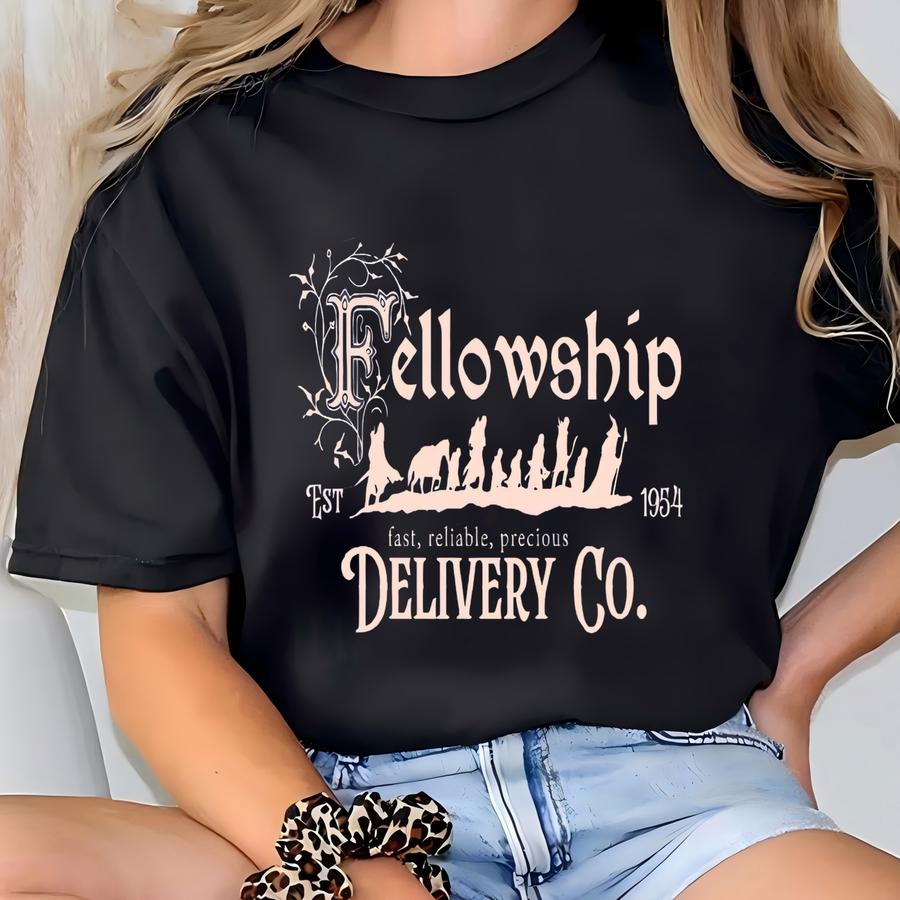 Fellowship Delivery Co Shirt, Fantasy Book Lover Tee, Vintage Adventure Shirt, Epic Journey Graphic, Retro Fantasy Bookish, Book Nerd Gift T-shirt