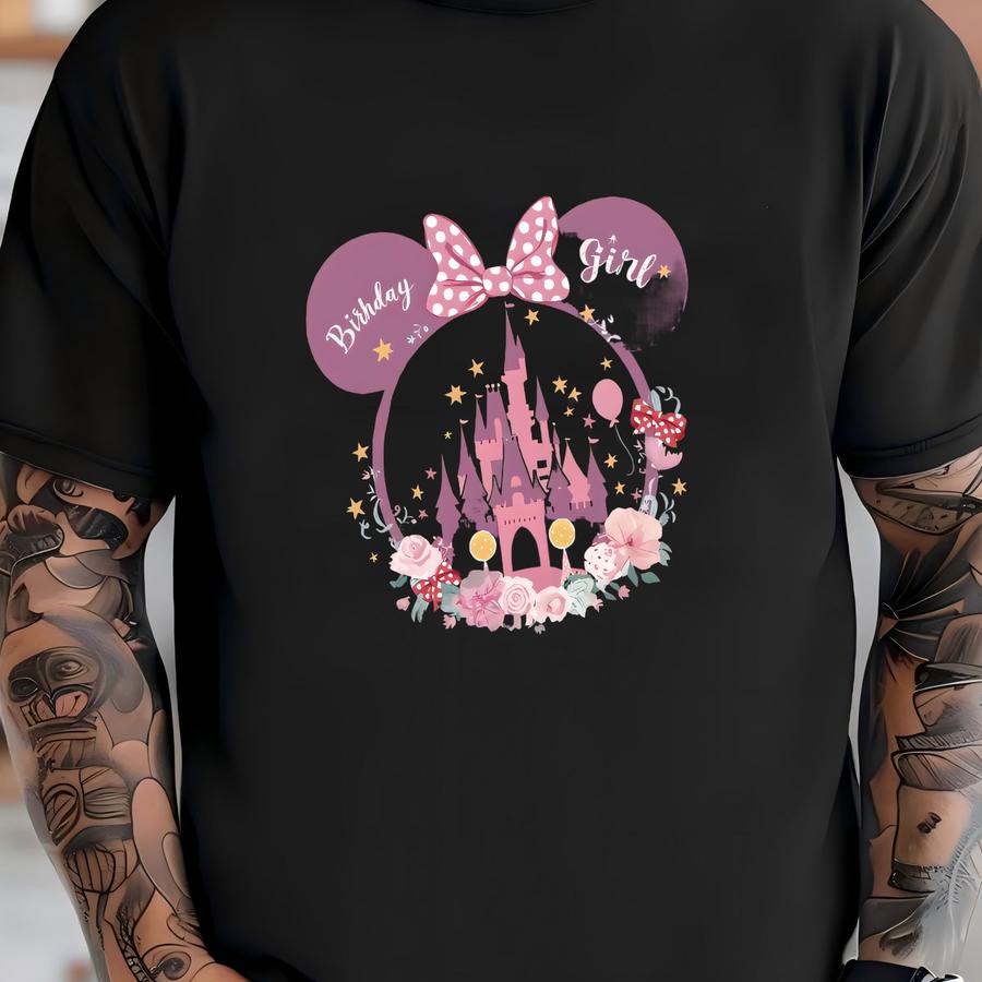 Birthday Girl Sweatshirt, Floral Castle Magic Kingdom Hoodie, Mouse Castle Sweater, Mouse Ears Birthday Girl, Birthday Family Sweat -bp001 T-shirt