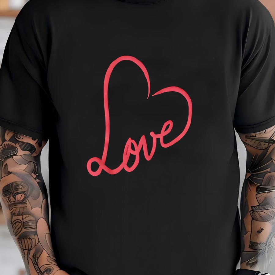Embossed Heart Sweatshirt: Valentines Day Love Gift T-shirt