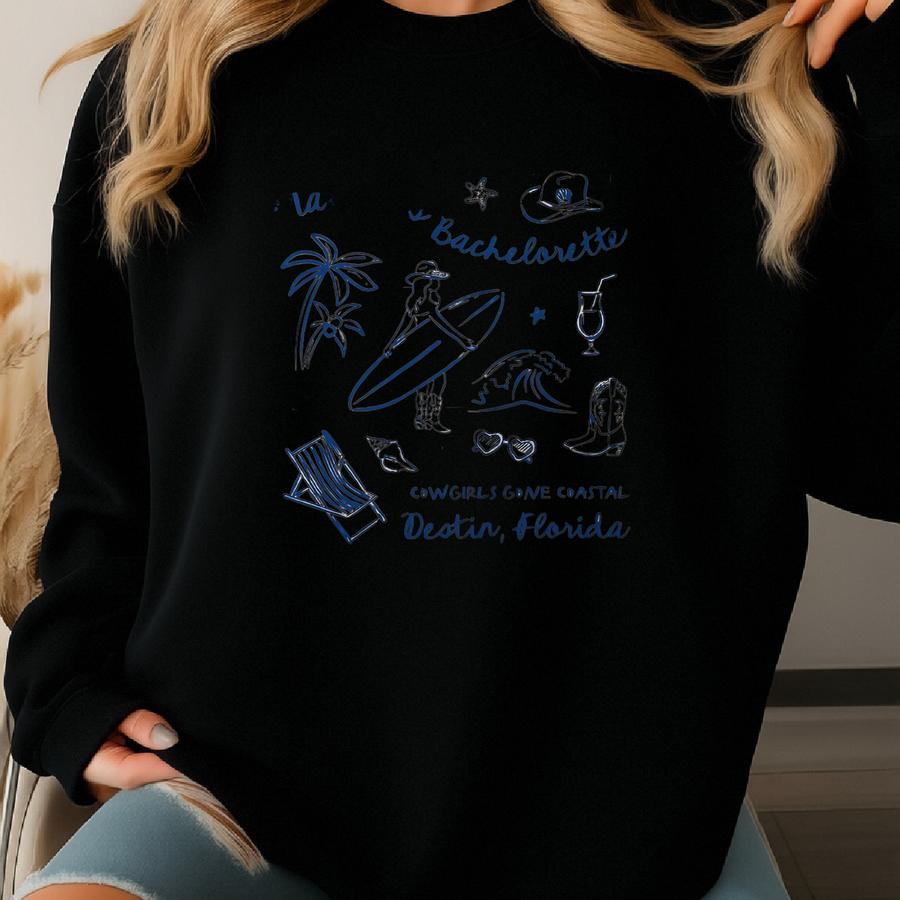 Bachelorette Tees Al Cowgirl Bachelorette Bridesmaids Beach Bachelorette Welcomes Custom Al Cowgirl Beach Sweatshirt