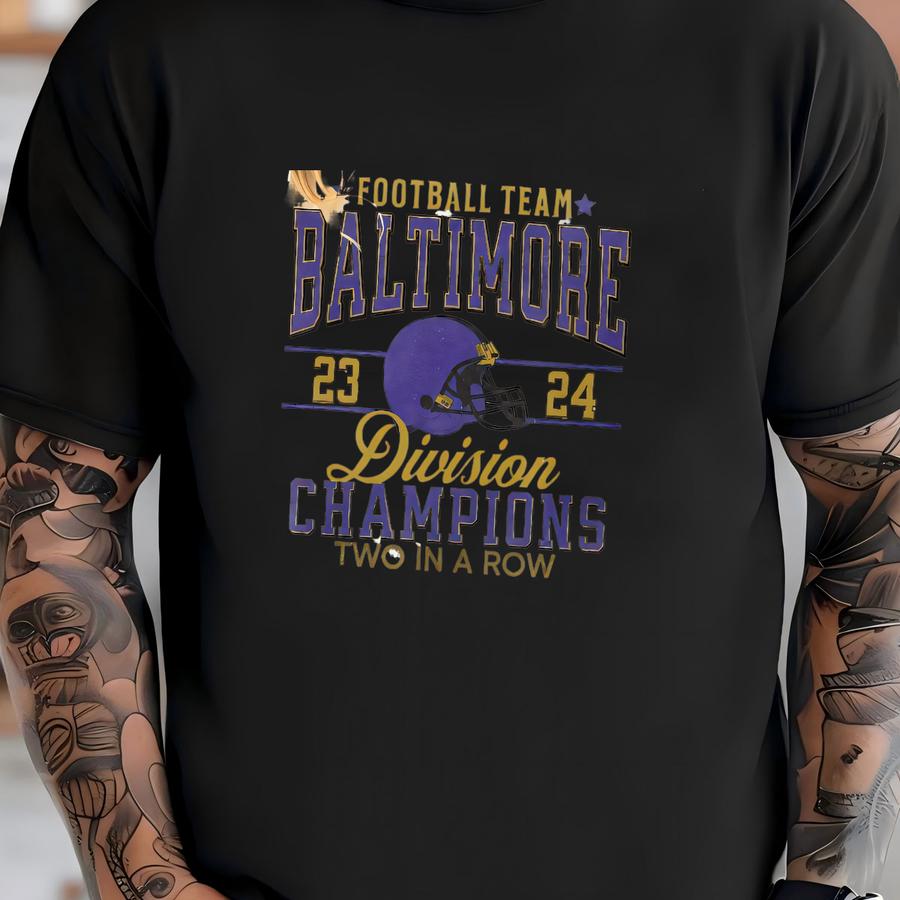 Baltimore Football Team Division Champs 2024 Unisex Softstyle Hoodie, Retro Raven Football Shirt, Vintage Raven 2 In A Row Championship Tee T-shirt
