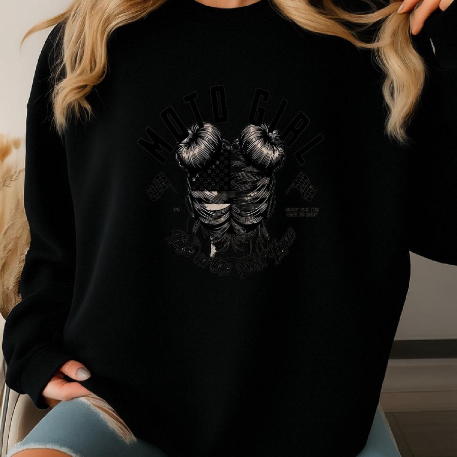 Moto Girl Hoodie: Life In The Fast Lane Biker Pullover Sweatshirt Moto Girl Hoodie: Life In The Fast Lane Biker Pullover Sweatshirt