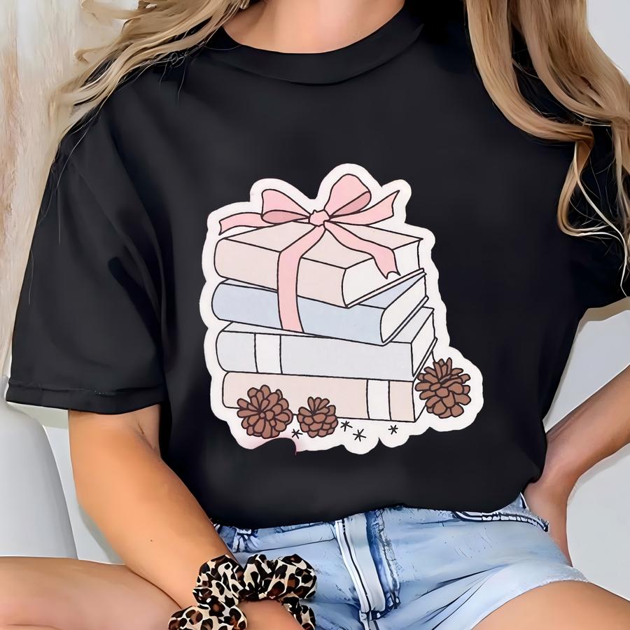 Winter Book Stack Sticker | Winter Book Stack Decal | Book Aesthetic| Decals For Bookworm | Bookish | Kindle | Laptop | Girly T-shirt