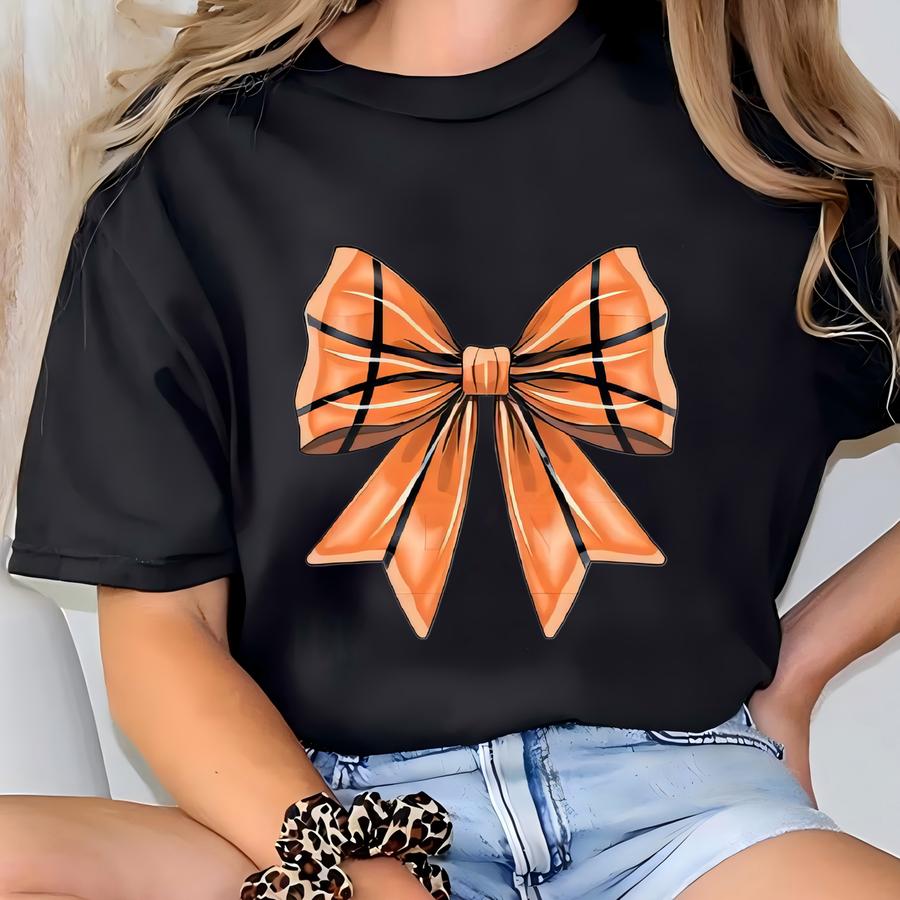 Coquette Basketball Cheer Bows Png. Game Day Shirt Design, Cute Vintage Style, Basketball Cheer Mom Gift, Cheer Shirt, Custom School Colors T-shirt