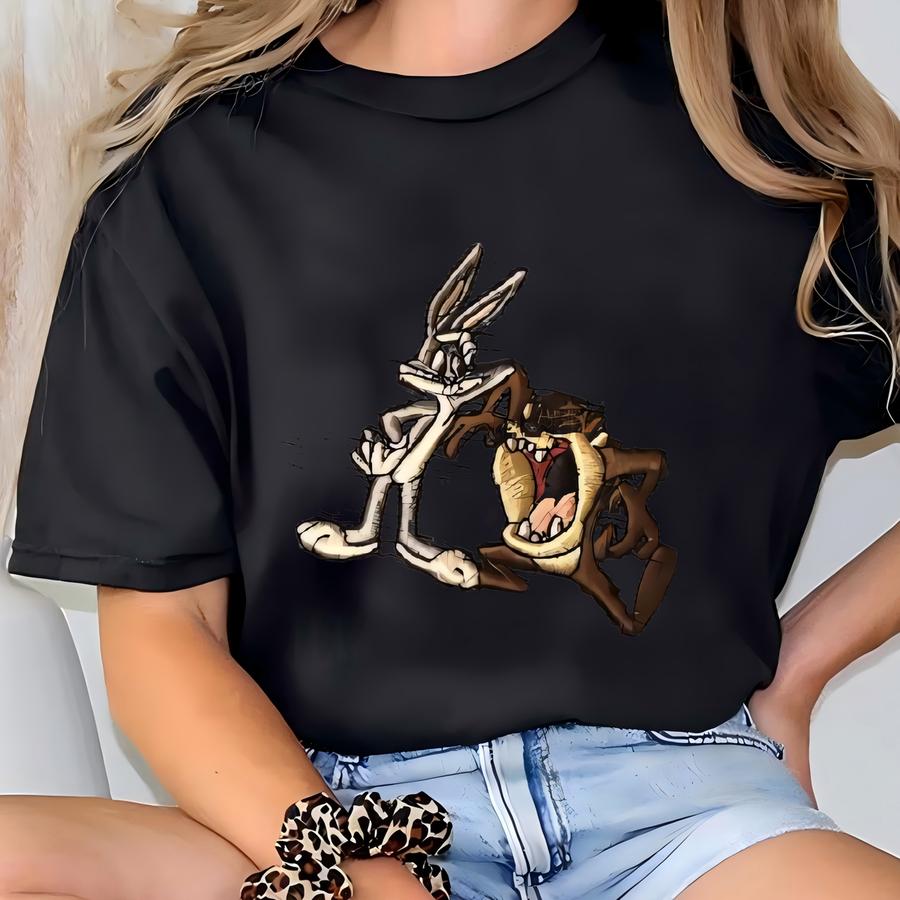 Vintage 90’s Warner Bros Looney Toons Bugs Bunny Tasmanian Devil Taz Polo Shirt L T-shirt