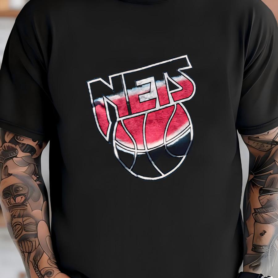 Vintage 90s New Jersey Brooklyn Nets Basketball Logo Graphic Shirt Usa Size S/m T-shirt