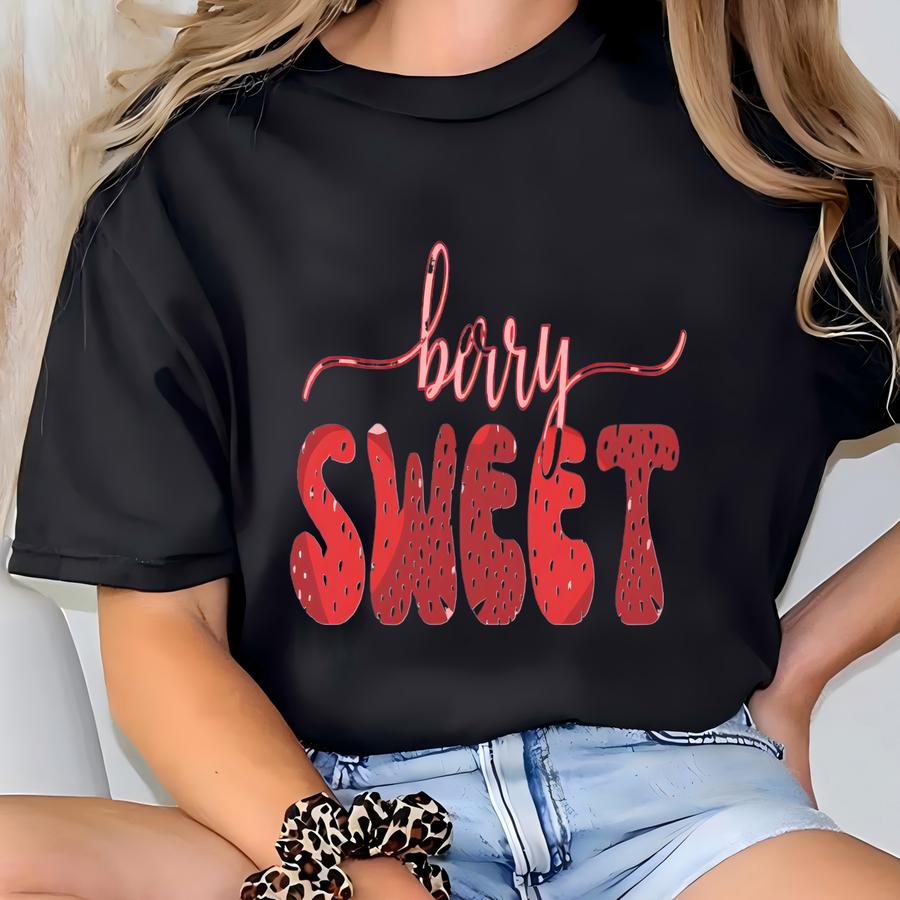 Berry Sweet Unisex Hoodie Strawberry Shirt For Mom Strawberry Shirts Cute Strawberry Tshirt Valentine's Day Teacher Tee  T-shirt