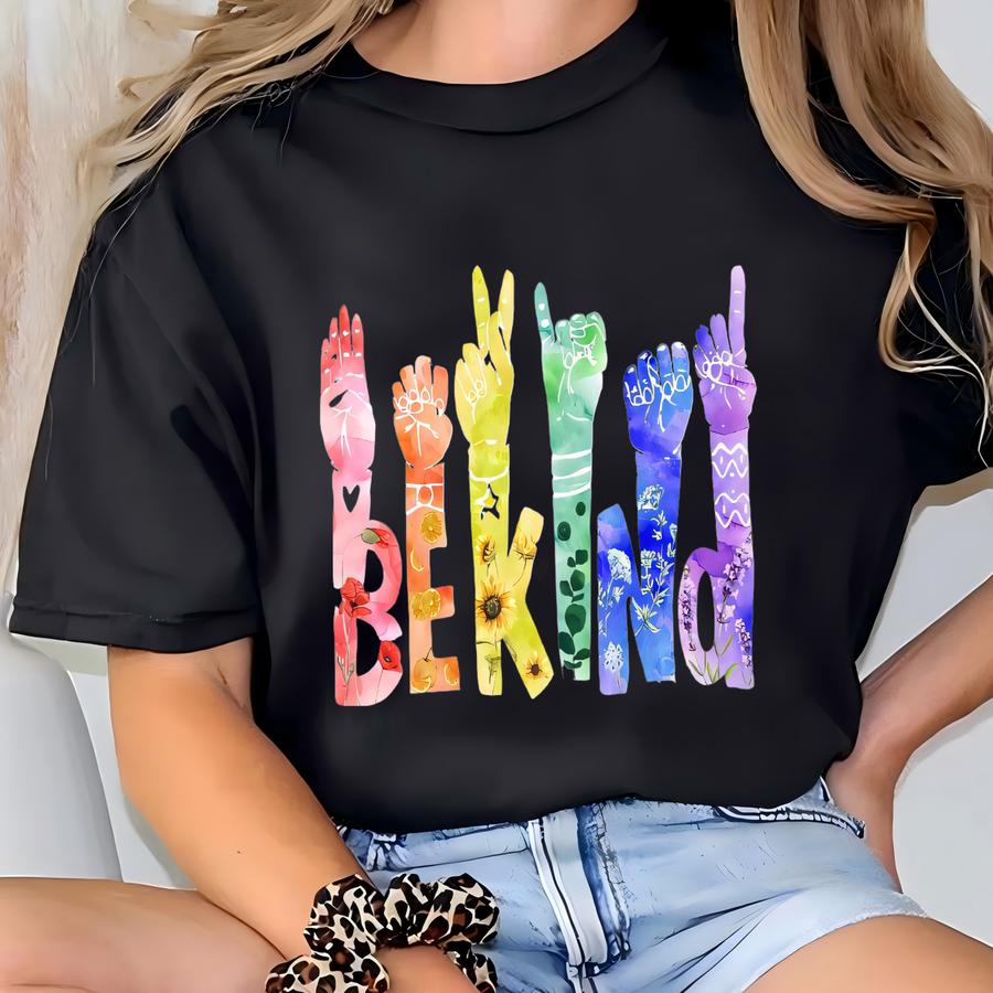 Be Kind Tshirt, Soft Colors Rainbow Sign Language Hoodie, Lgbtq Tee, Equality Shirt, Gay Pride Gift, Pride Couple Shirts, Lgbt Pride Month T-shirt