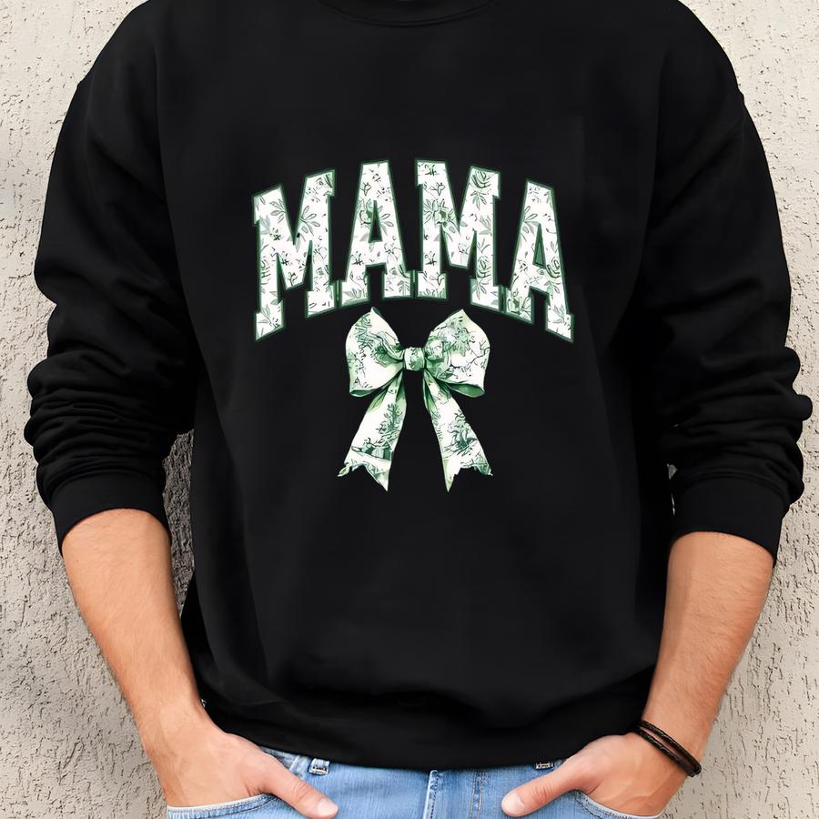 Coquette Mama Shirt, Toile Mama Bow Sweatshirt, Green Ribbon Shirt, New Mom Gifts, Chinoiserie Mama Shirt, Mothers Day Shirt Sweatshirt Coquette Mama Shirt, Toile Mama Bow Sweatshirt, Green Ribbon Shirt, New Mom Gifts, Chinoiserie Mama Shirt, Mothers Day Shirt Sweatshirt