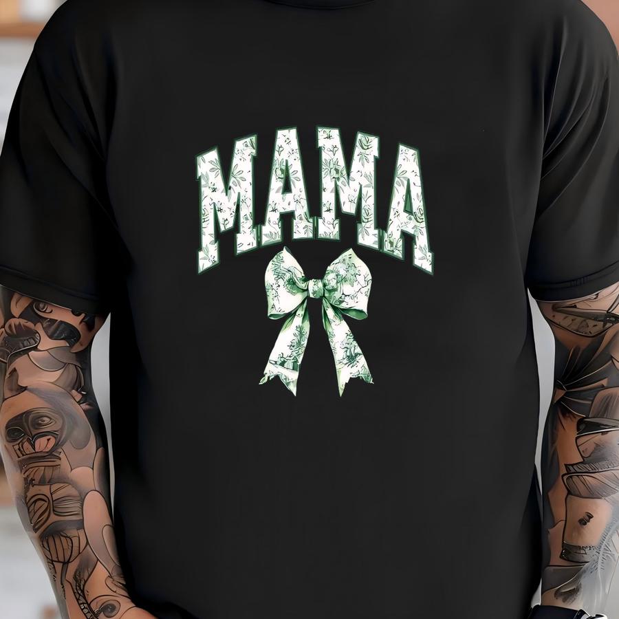 Comfort Colors Coquette Mama Shirt, Toile Mama Bow Sweatshirt, Green Ribbon Shirt, New Mom Gifts, Chinoiserie Mama Shirt, Mothers Day Shirt Shirt