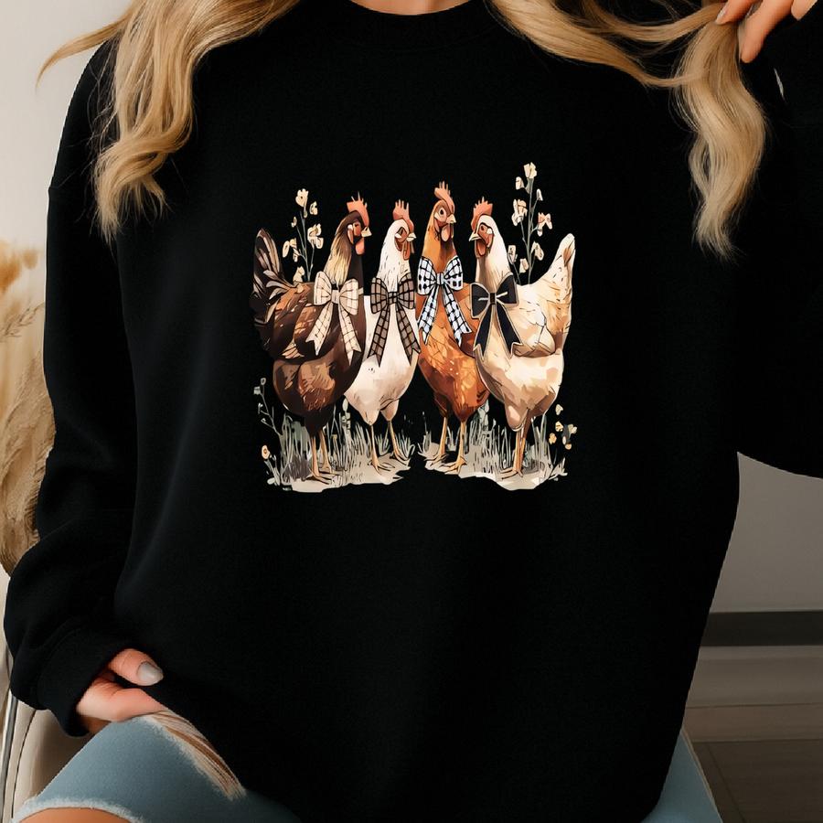 Chicken Sweatshirt, Mothers Day Chicken Sweatshirt, Coquette Chicken Sweatshirt, Love Chickens, Animal Funny Farmer Farm Shirt And Sweater Sweatshirt