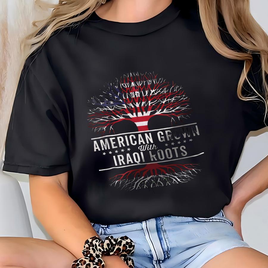American Grown Iraqi Roots Flag Hoodie T-shirt