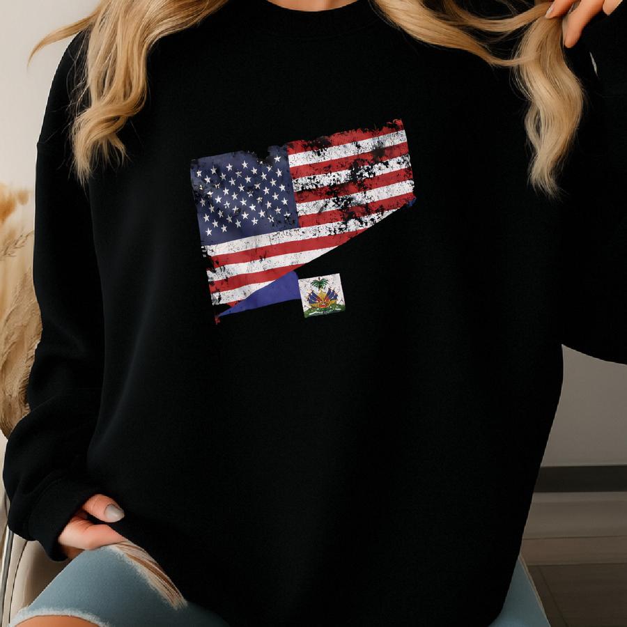 Haiti Usa Flag T-shirt Sweatshirt