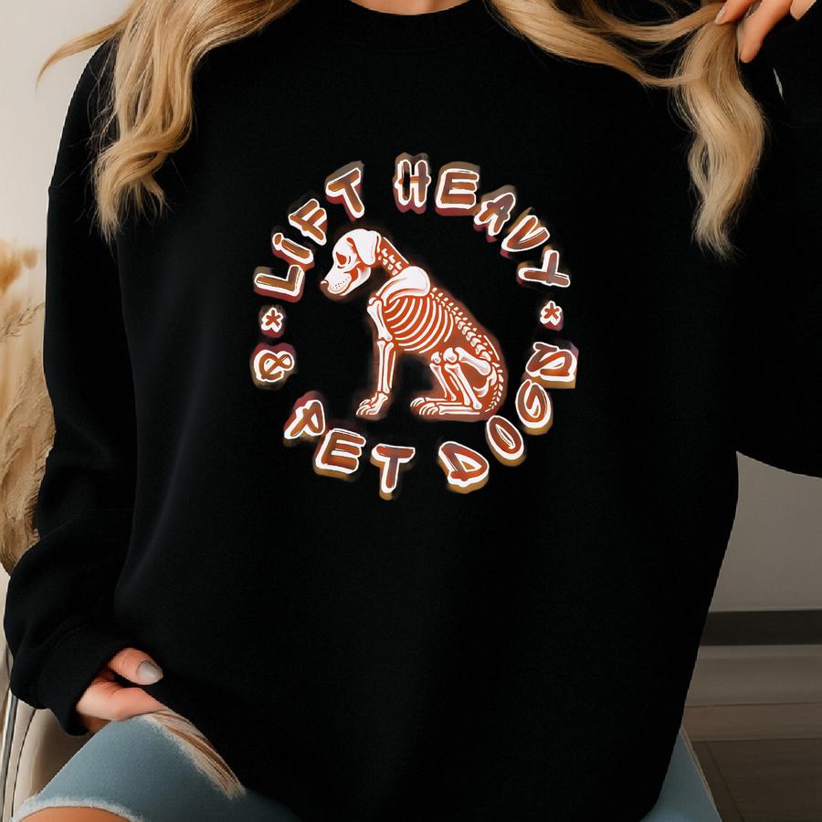 Lift Heavy And Pet Dogs Shirt, , Pump Cover, Fitness, Dog Lover Gift, Oversized Gym Tee, Work Out Gifts, Gym Pumpcover Sweatshirt