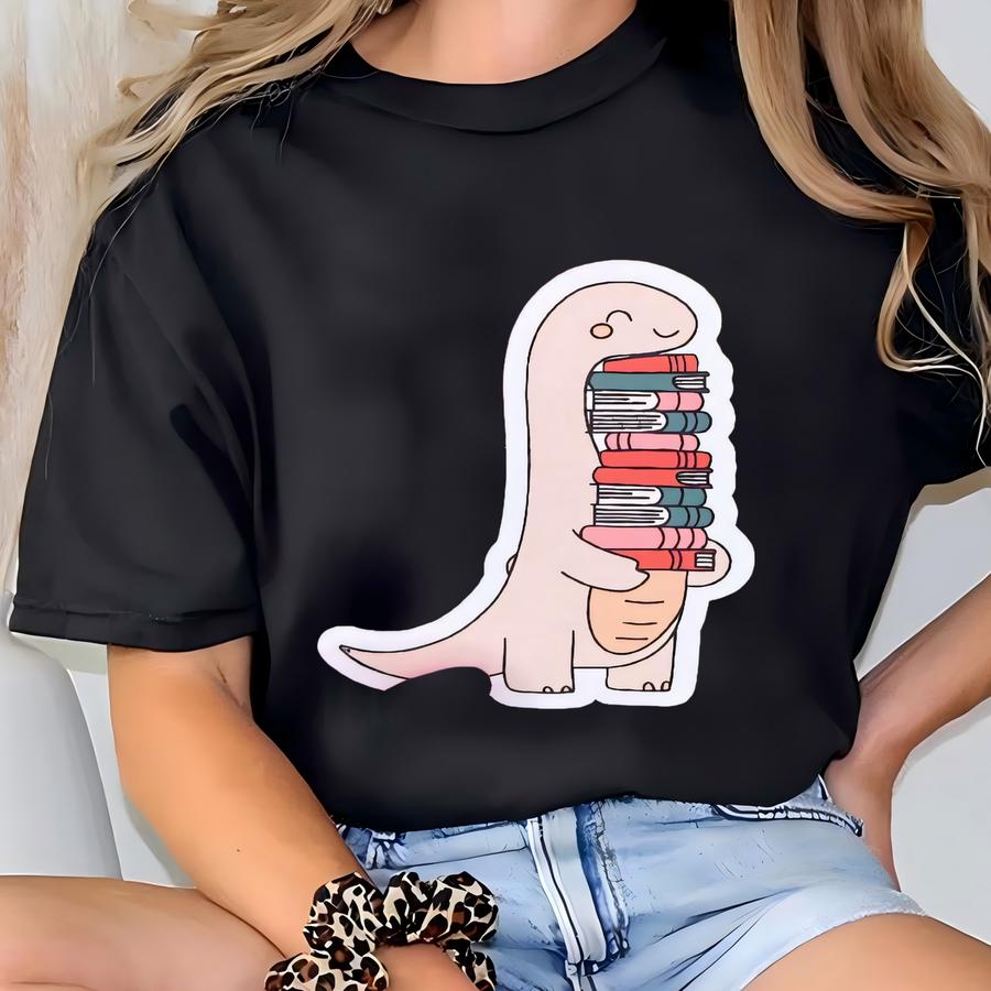 Dinosaur Book Stack Sticker | Dinosaur Book Stack Decal | Book Aesthetic| Decals For Bookworm | Bookish | Kindle | Laptop | Girly Gifts T-shirt