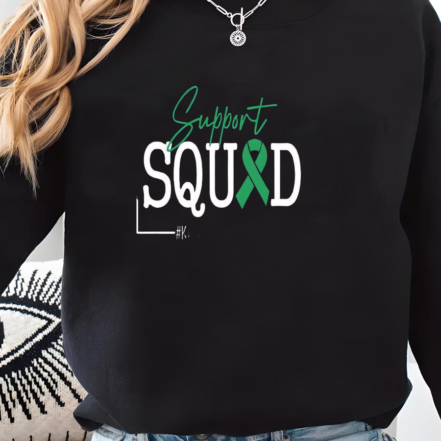 Custom Kidney Disease Shirt Awareness Team Tee, Support Kidney Disease Shirt, Green Ribbon Awareness Kidney Transplant Survivor Shirt Sweatshirt