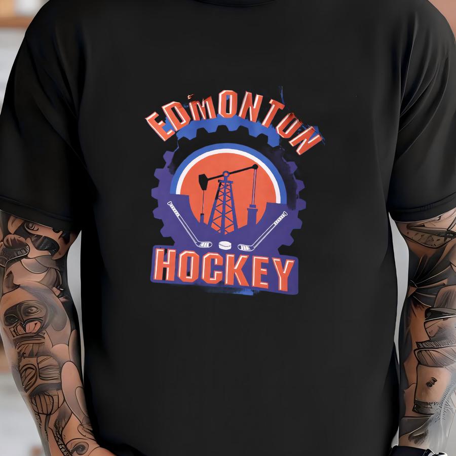 Edmonton Hockey Hoodie: Vintage Style Long Sve Sports Apparel T-shirt